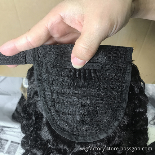 natural color kinky curly hair mongolian ponytail, vigin brazilian hair extension,the best selling curly ponytail